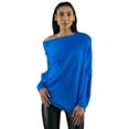 thumbnail image 1 of fastboy Asymmetric Batwing Sleeve Sweater Stylish And Versatile Long Batwing Sleeve Sweater Off Shoulder Blue, 1 of 6