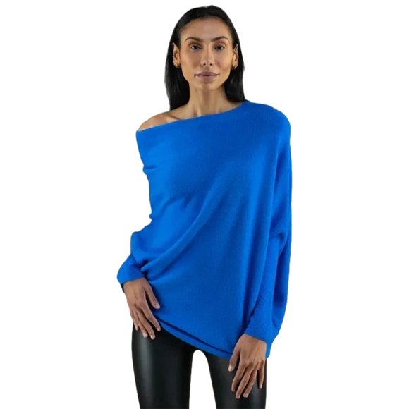 Jersey drapeado Qarigey poliéster azul