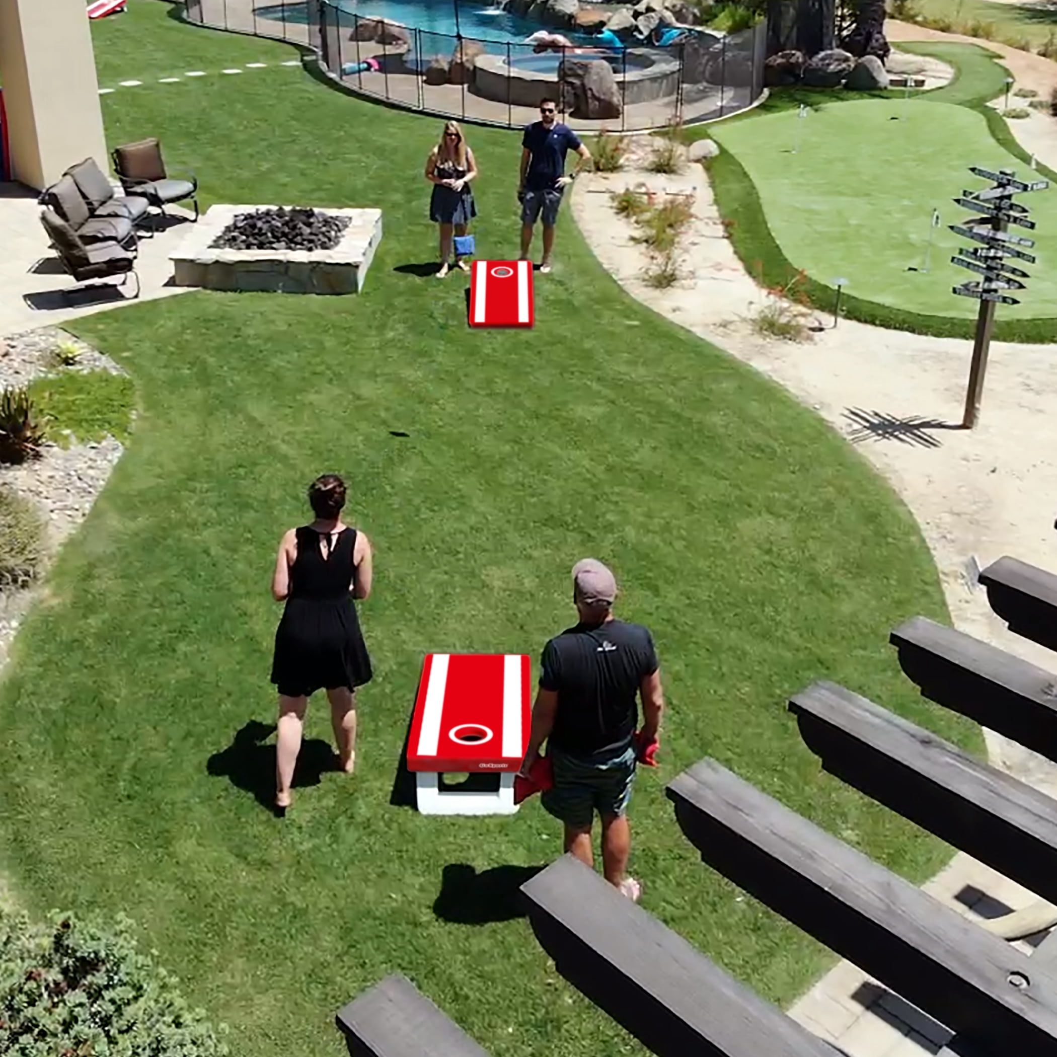 GoSports 4'x2' All Weather Cornhole Game Set - Includes 8 Bags & Game Rules, CH-02-BM-RED, Red Edition
