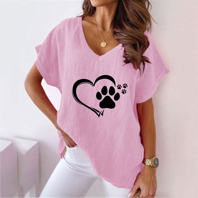 LSLJS Blouses pour Femmes Col en V Imprimé T - Mode Confortable, Cadeaux pour Femmes