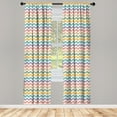thumbnail image 3 of Ambesonne Zigzag Curtains, Retro Chevron Design Print, Pair of 28"x63", Cadet Blue Champagne, 3 of 5