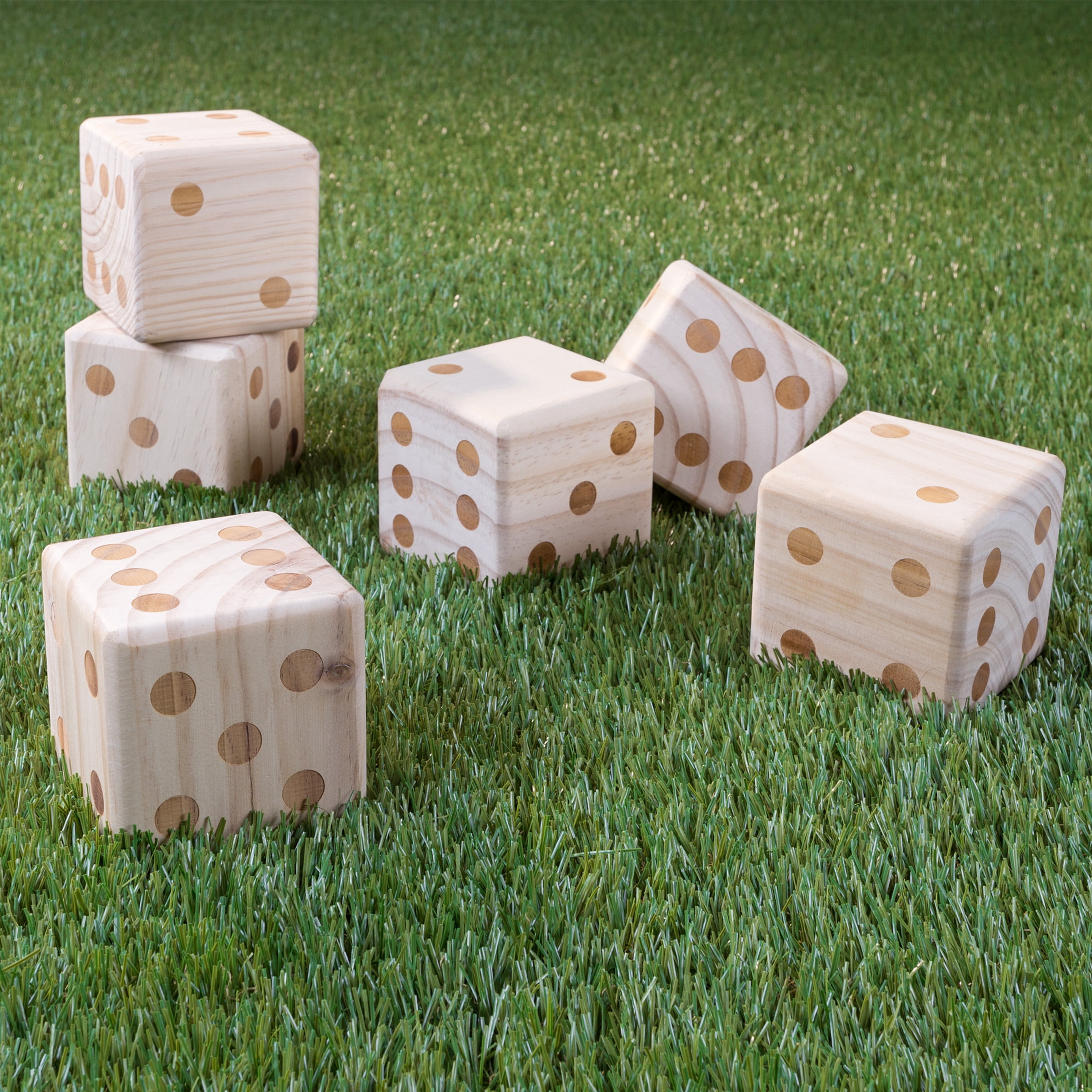 Set of 2 Outdoor Games – Lawn Bowling Game and 6-Pack of Large Dice – Yard Games for Adults and Kids Ages 3 and Up by Hey Play