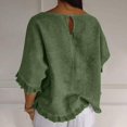 thumbnail image 5 of Summer Sales Womens Summer Tops Cute Lightweight Cotton‑Linen 3/4 Sleeve Summer Casual Blouse Oversized Tshirts for Women Under 12$, 5 of 7