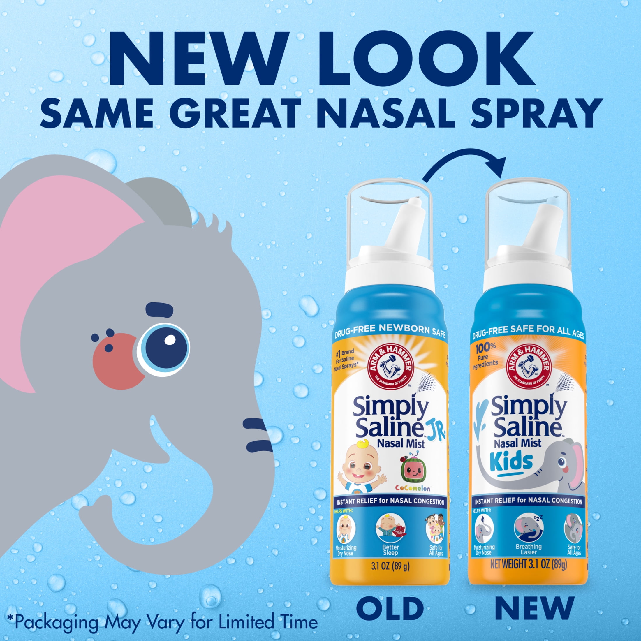 ARM & HAMMER Simply Saline Kids Drug-Free Mist for Nasal Congestion, 3.1 oz
