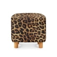 thumbnail image 2 of Jiueut Brown Leopard Print Footstool Slipcover, Thick Foot Rest Cushion Non Slip Square Slipcover for Ottoman with Elastic Buttom for Living Room, 2 of 7