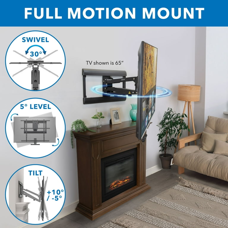 Mount it Pull Down TV Mount Fits 42 80 Inch TVs Full Motion Bracket Black
