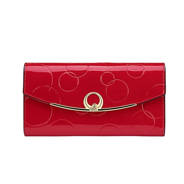 Cartera de cuero Qarigey para mujer Tipo 1 Rojo con bolsillo con cremallera