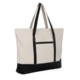 thumbnail image 2 of Extra Large Zippered Canvas Tote Bag, 22 Inch, Organic Cotton - Black, 2 of 6