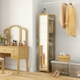 thumbnail image 2 of HOMCOM 66" x 14" Full Length Mirror with Shelf Bamboo Frame Nature Wood, 2 of 10