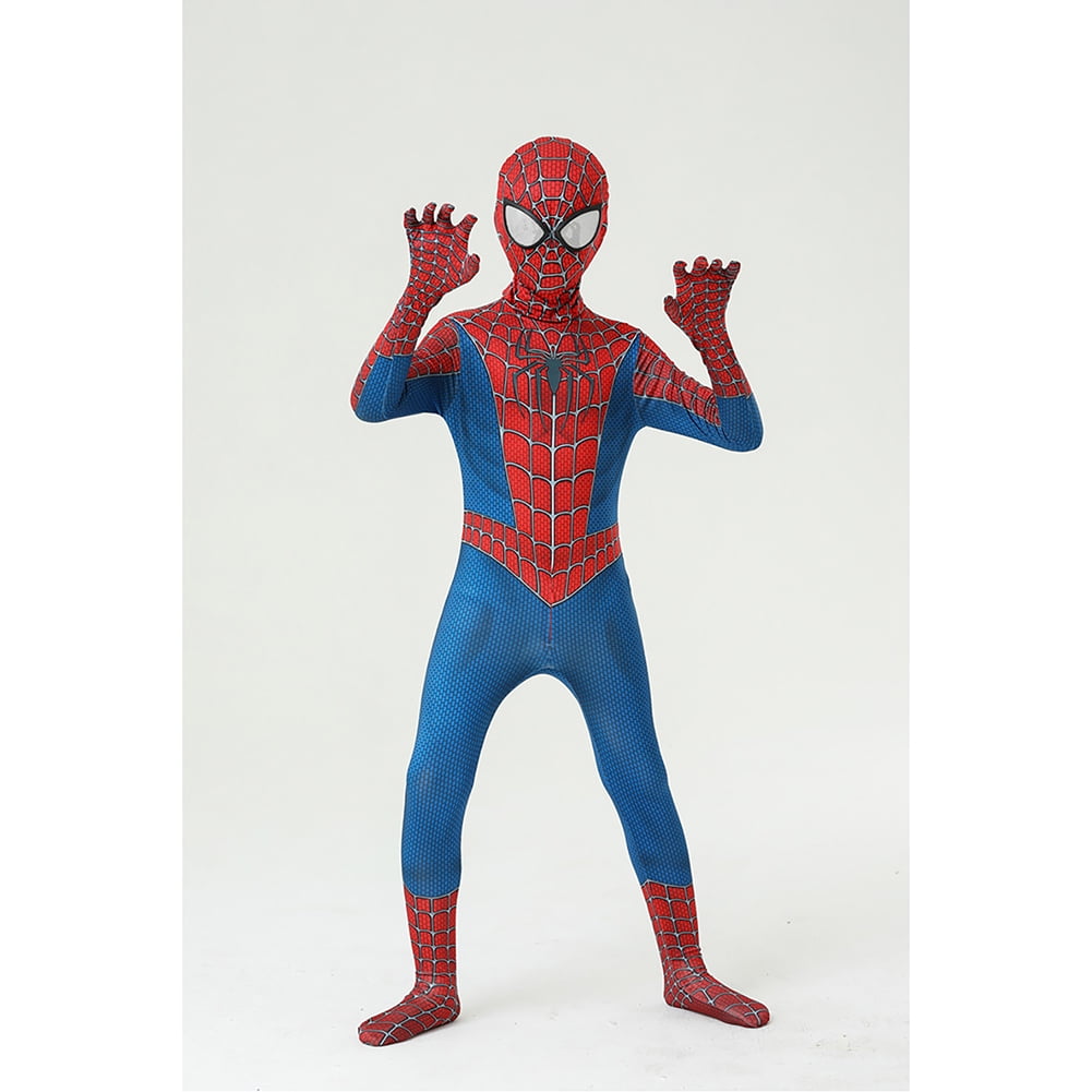 Kids Superhero Spiderman Tight One-piece Jumpsuit Cosplay Costume Fancy Dress 
