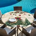 thumbnail image 6 of Christmas Tree Round Tablecloth, Fitted Table Cover with Elastic for 45"-54" Round Tables, Farmhouse Winter Ball Berry Snowflakes Table Cloth Outdoor Indoor Dinning Party Waterproof Tablecloths, 6 of 7