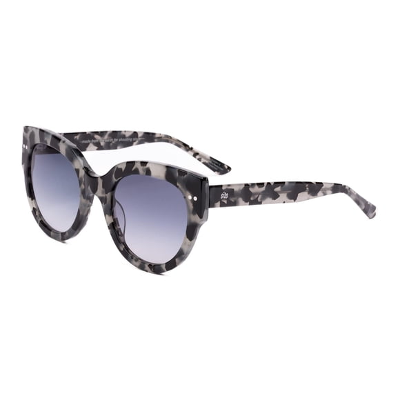SITO SHADES Gafas de Sol Redondas para Mujer Good Life Negro Carey/Gradiente Gris Azul Diseñador Retro Festival Concierto UV 100
