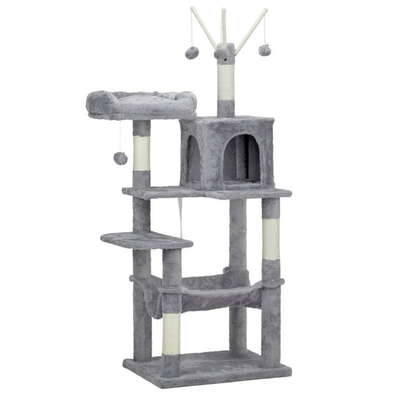57in Multi-Level Cat Tree Cat Condo with Scratching Posts Kittens Activity Tower