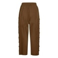 thumbnail image 5 of Striped Linen Pants Women Capri Lightweight Spring Summer for Ladies Pinstripe, 5 of 5