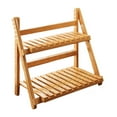 thumbnail image 1 of Estante de bambú para plantas, organizador de escritorio, estante de almacenamiento, escalera, estable, 2 niveles Marrón claro 30cm, 1 of 9