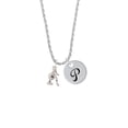 thumbnail image 2 of Delight Jewelry Silvertone Small Gymnast Balance Beam Silvertone Script Initial Disc - P - Charm Necklace, 20"+3", 2 of 4