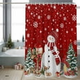thumbnail image 2 of Shower Curtain 36"W x 72"L Christmas Snowman Winter Xmas Tree Red Fabric Shower Curtains Set with Hooks Water Repellent Bathroom Curtains Machine Washable Bathroom Accessories, 2 of 7