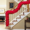thumbnail image 3 of Puleo International 6' x 12" Pre-Lit Battery-Operated Artificial Red Poinsettia Garland, 3 of 5