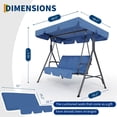 thumbnail image 4 of Chaise Balançoire de Patio Extérieure à 3 Places – Auvent Imperméable Réglable, Cadre en Acier Robuste, Coussins Résistants aux UV, Banc à Bascule Capacité de 500 Lb – Véranda, Cour Arrière, Jardin, Pelouse – Bleu, 4 of 7