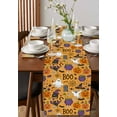 thumbnail image 2 of Halloween Burlap Cotton Table Runner 13x72 Inches Long, Orange Cartoon Pumpkin Cat Star Bat Country Farmhouse Table Runners, Outdoor Dining Tablecloths Decor for Baby Shower/Party/Wedding, 2 of 6