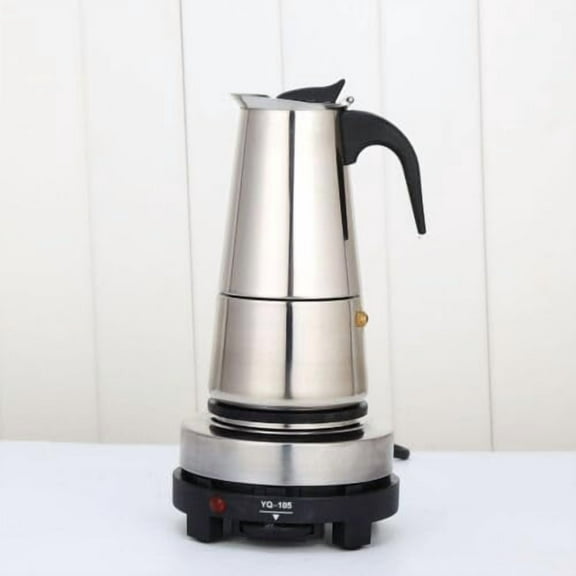 Espresso Coffer Maker Stainless Steel Moka Coffee Pot With Electric Stove Stovetop Expresso Percolator Easy To Clean Italian Cooker Induction Portable Cafeteria Classic Cafe Silver (4 cup)