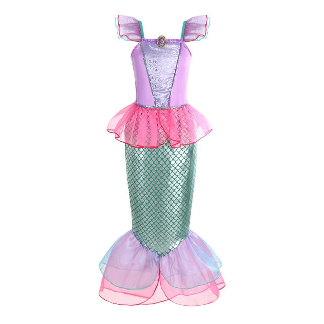 Girls Little Mermaid Ariel Princess Dress Cosplay Costume Children's Party Performance Clothes