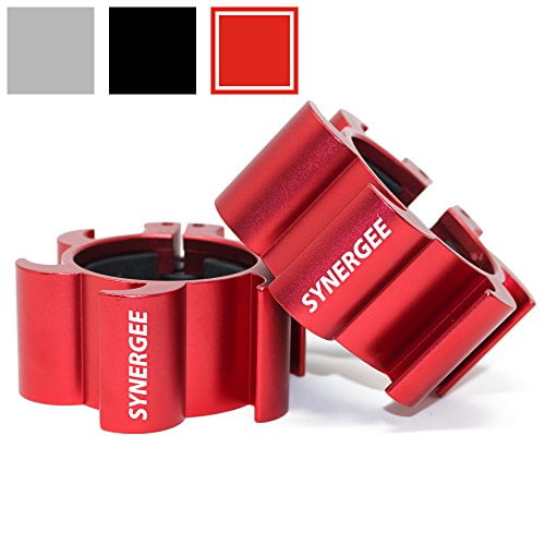 Synergee Rogue Red Aluminium Barbell Collars - Locking 2" Olympic Size Weight Clamps - Quick Release Collar Clips - Bar Clamps