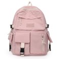 thumbnail image 1 of Women Casual Travel Canvas Contrast Color Backpacks Preppy Style Large Knapsacks Pink, 1 of 6