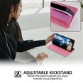 thumbnail image 3 of Wallet Case for iPhone 16 Pro Max with Card Slots & Wallet Pocket, Wave Curves and sequins meticulously sewn PU Leather Cover Kickstand Magnetic Shockproof TPU Bumper Flip Folio Case,Pink, 3 of 9