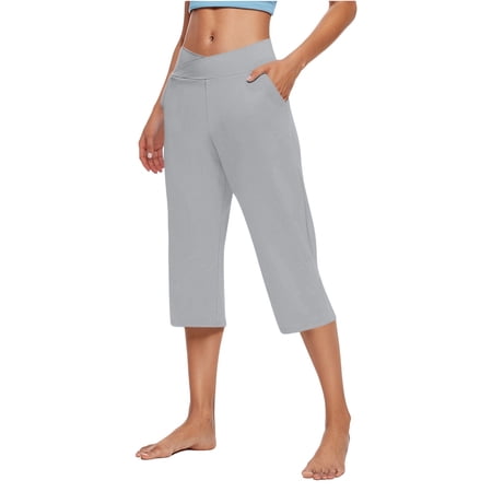 FYEGRE Pull On Capris for Women Dressy Casual Stretch Lightweight Capri Elastic High Waist Lounge Pants GY1 XL