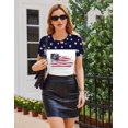 thumbnail image 3 of Ekouaer Basic Tees for Women Short Sleeve Shirts Crew Neck Slim Fit Tops Trendy Clothes Black/Beige/Print Flag, 3 of 6