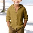 thumbnail image 2 of EnJoCho Boys Linen Hooded Shirt Long Sleeve Beach Top Lightweight Summer Teen Casual Vacation Sun Protection, 2 of 4