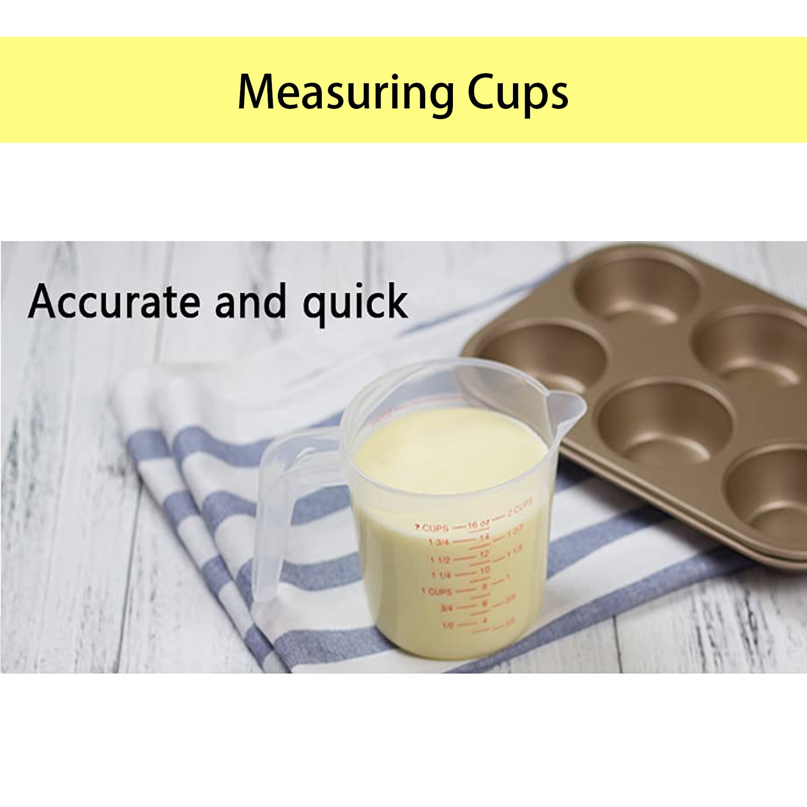 Unbreakable Plastic Graduated Baking Measuring Cup w/Ergonomic Spout  Handles