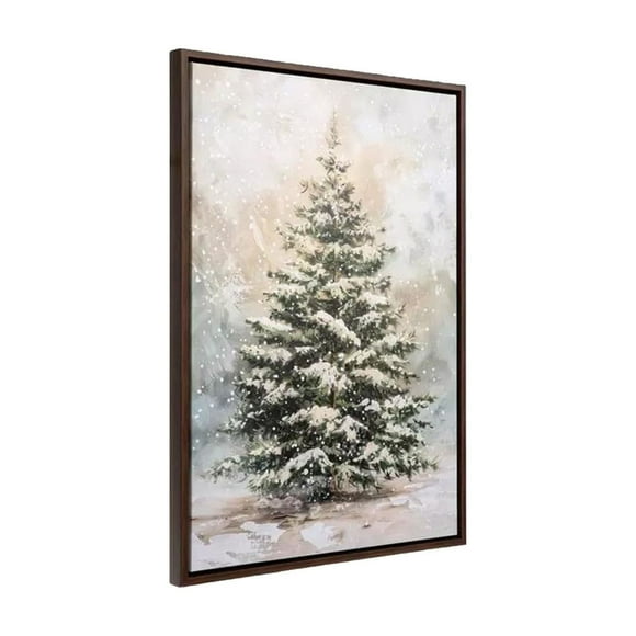 Snow Christmas Tree Wall Art With Luminous Decorative Painting Canvas 20.86 in x 14.96 in Powered By 3 AA Batteries
