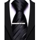 thumbnail image 3 of Corbata Barry.Wang de seda negra a rayas con clip 153x8 cm, 3 of 6