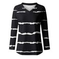 thumbnail image 4 of Annhoo Going out Tops for Women Fall Long Sleeve Casual V Neck T Shirts Trendy Stripes Print Blouse Tees, 4 of 4