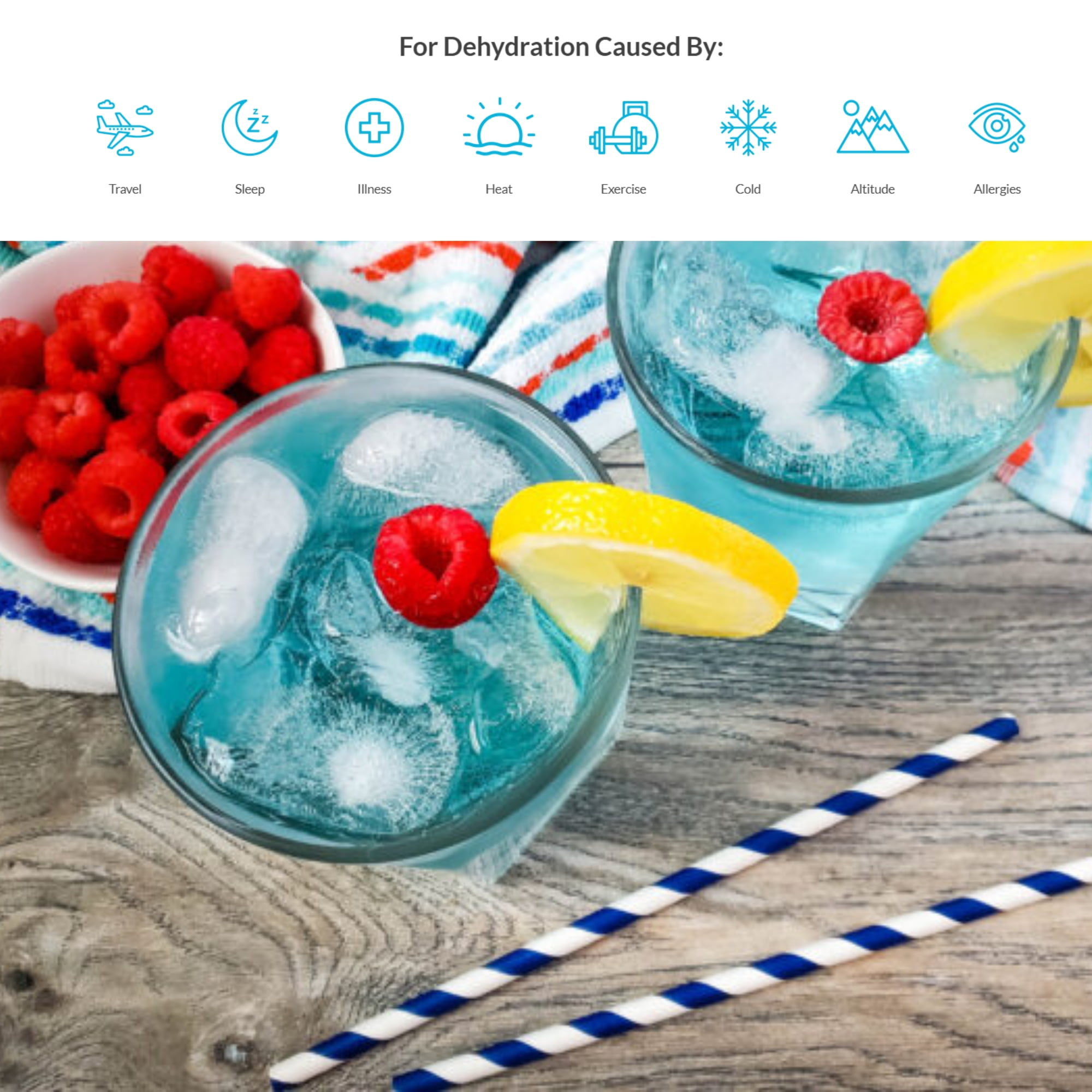 Peak H2O Hydrate Berry Blue On the Go Drink Mix, Zero Sugar No Color or Flavor Low Calories Fruity Flavored Easy to Prepare Indoor & Outdoor Summer Picnic Powder 6ct- 2 Boxes (12 Total Serving)