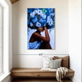 thumbnail image 2 of Elephant Stock Girl With Blue Floral Hair Wall Art - Vertical Canvas Wall Art - Living Room Wall Decor - People Canvas - Blue And Brown Decor - 30" x 45", 2 of 8