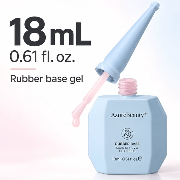 AzureBeauty 18ml Milky Pink Rubber Base Builder Color Gel for Thin Nails , Flexible Self-Leveling Base for Apex Overlays, Nail Strengthener for Weak Natural Nails, No-Lifting Gel Polish
