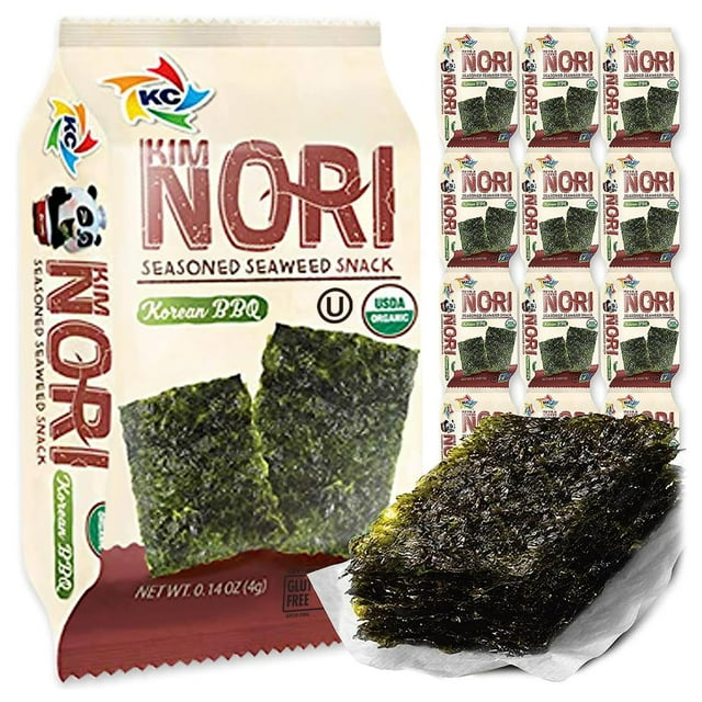 Seasoned Seaweed Snacks Sheets – Organic Korean BBQ Flavor 12 Individual Packs Roasted Crispy Premium 100% Natural Laver Kim Nori 4g 0.14 Ounce 김 のり 海苔 紫菜