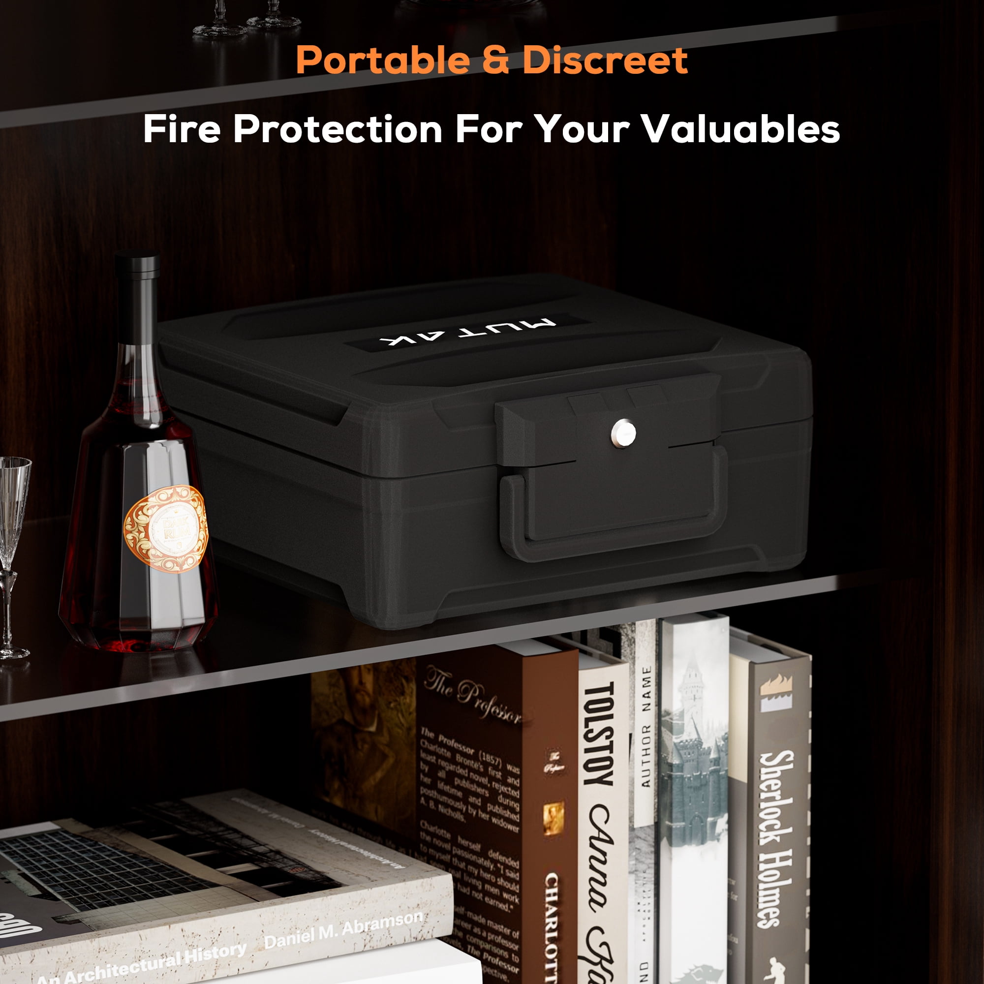 MUTAK Fire-Resistant Box Safe and Water-Resistant Safe with Key Lock, 10.5 Cu. ft., Black