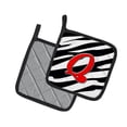 thumbnail image 2 of Monogram Initial Q Zebra Red Pair of Pot Holders, 2 of 2