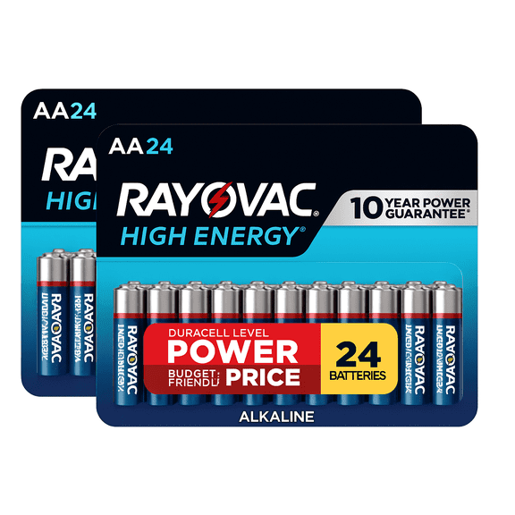 Rayovac High Energy AA Alkaline Batteries, 48 Count (2 Pack), Long-Lasting Power