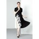 thumbnail image 1 of Traje de dos piezas con estampado de tinta opcional de 4 colores plisado de Sanzhai, falda plisada, vestido de mujer adelgazante de moda, 1 of 5