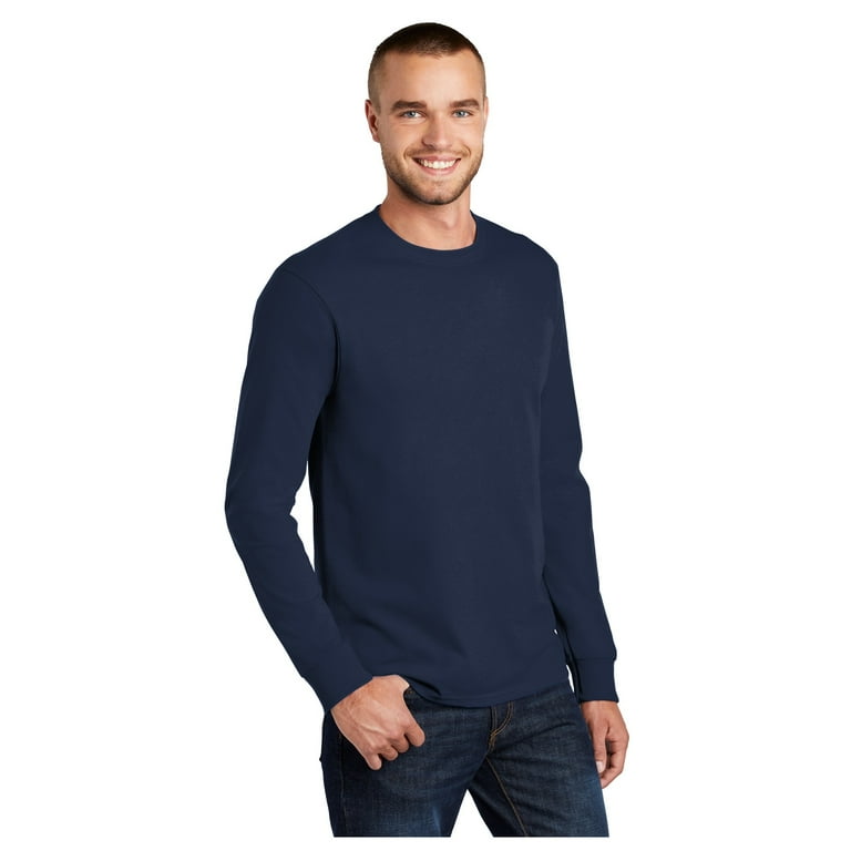 Port & Company Mens Long Sleeve Essential T-Shirt Navy 2X-Large