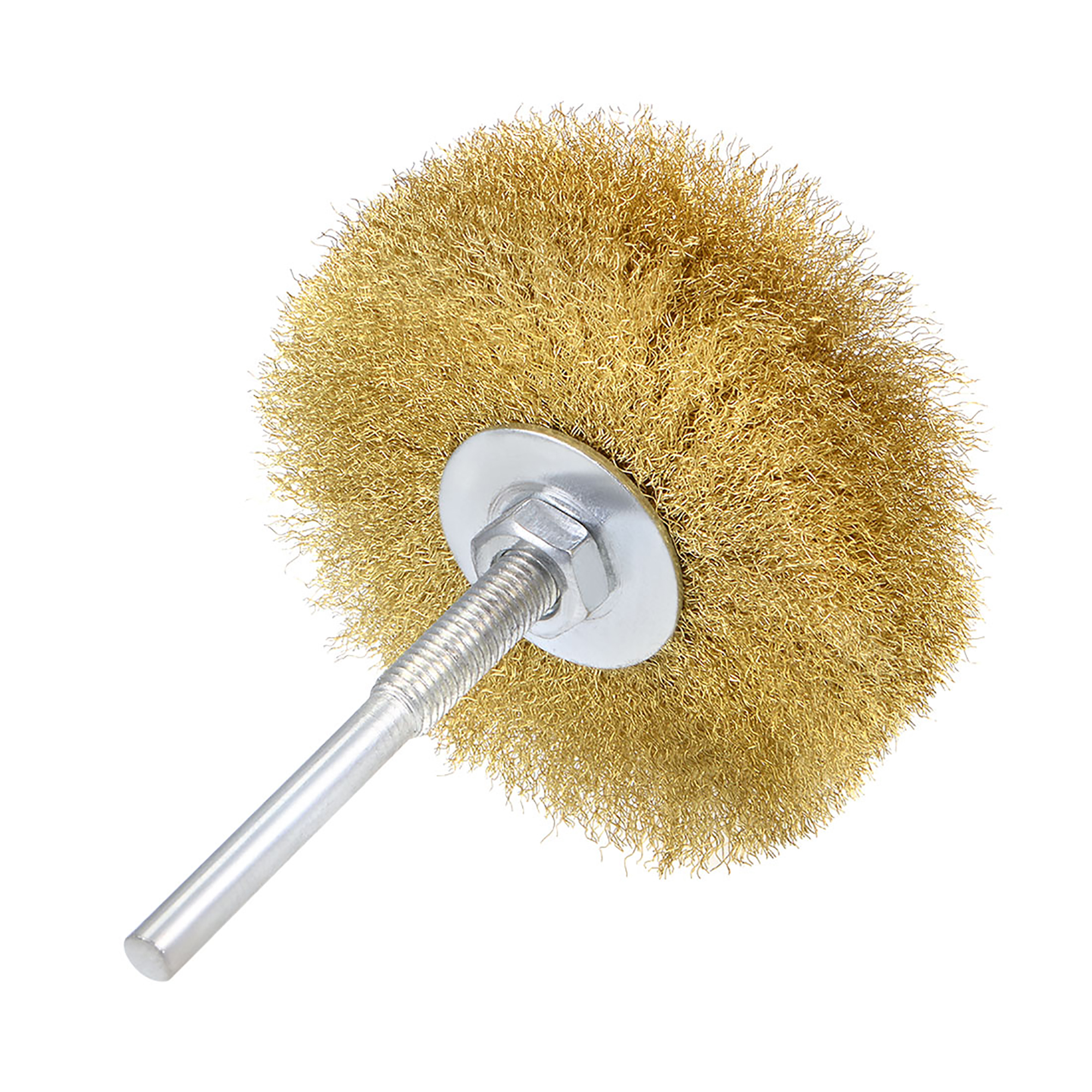 80mm Wire Wheel Brush Bench Brass Plated Crimped Steel with 1/4 Inch