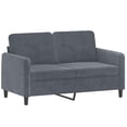 thumbnail image 6 of Bowery Hill Contemporary Velvet 2-Seater Sofa in Dark Gray Finish, 6 of 11