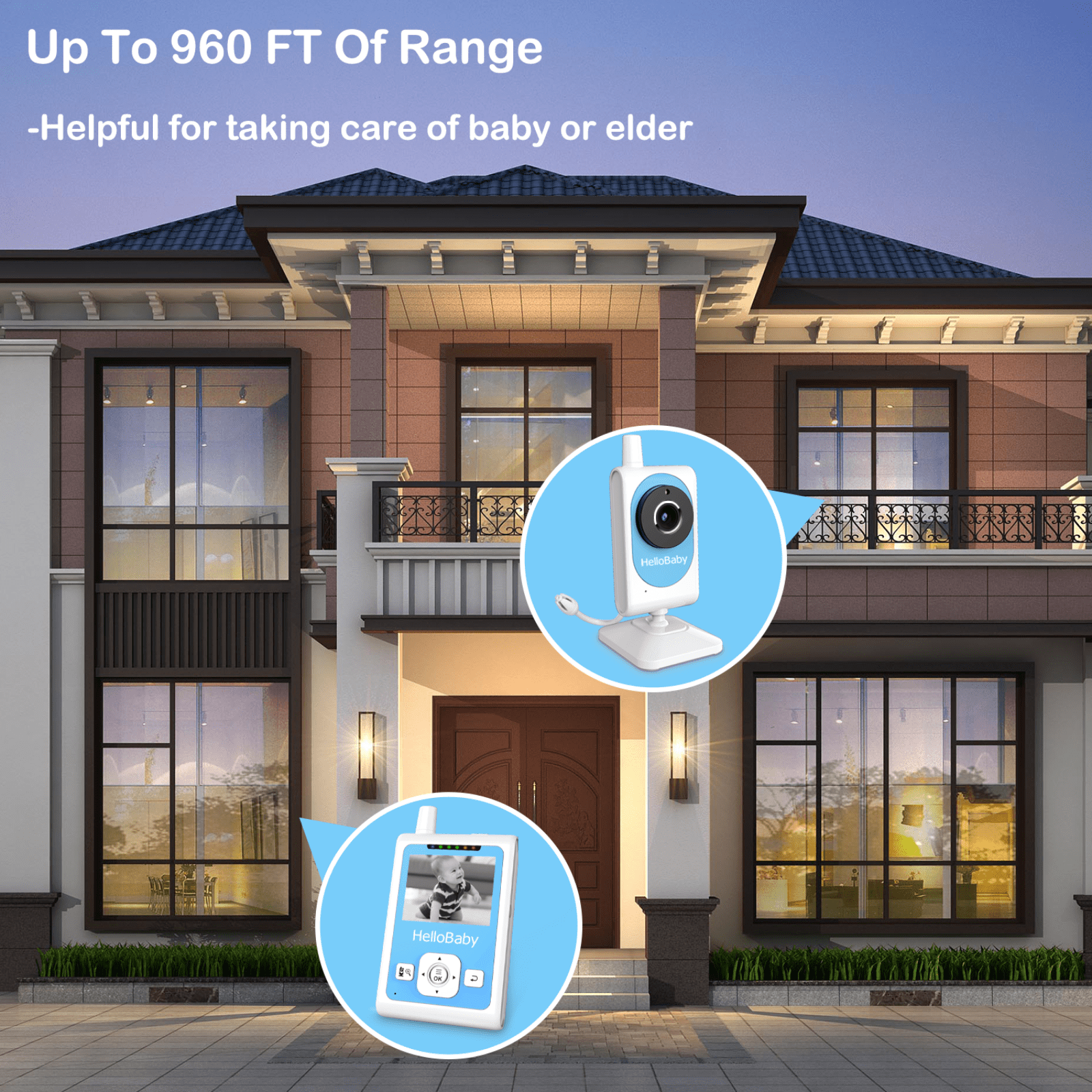 HelloBaby Baby Monitor- HB26 Video Baby Monitor with 2.4 inch Screen, Night Vision, Temperature Sensor, VOX Mode, One-Way Talk