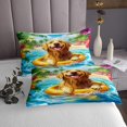 thumbnail image 3 of Erosebridal Animal Dog Coverlet Set King,Swimming Rings Bedding Set,Summer Holiday Decor,Breathable,3 Pieces, 3 of 5