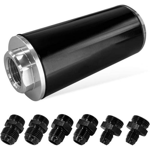 YIUIY High Flow Inline Fuel Filter 100 Micron Cleanable 6AN 8AN 10AN Adapter Universal
